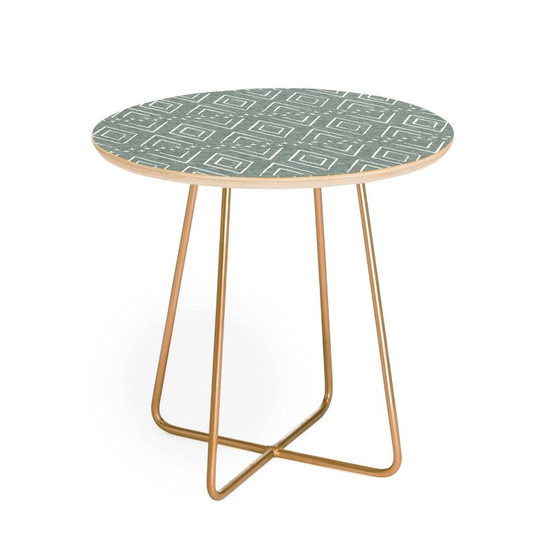 Round Little Arrow Design Co Farmhouse Diamonds Sage Side Table Green/Gold - Deny Designs, 1 of 6