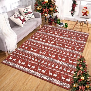 Christmas Area Rug, Washable Snowflake Holiday Accent Rug, Non Slip Low Pile Decorative Boho Carpet for Home - 1 of 4