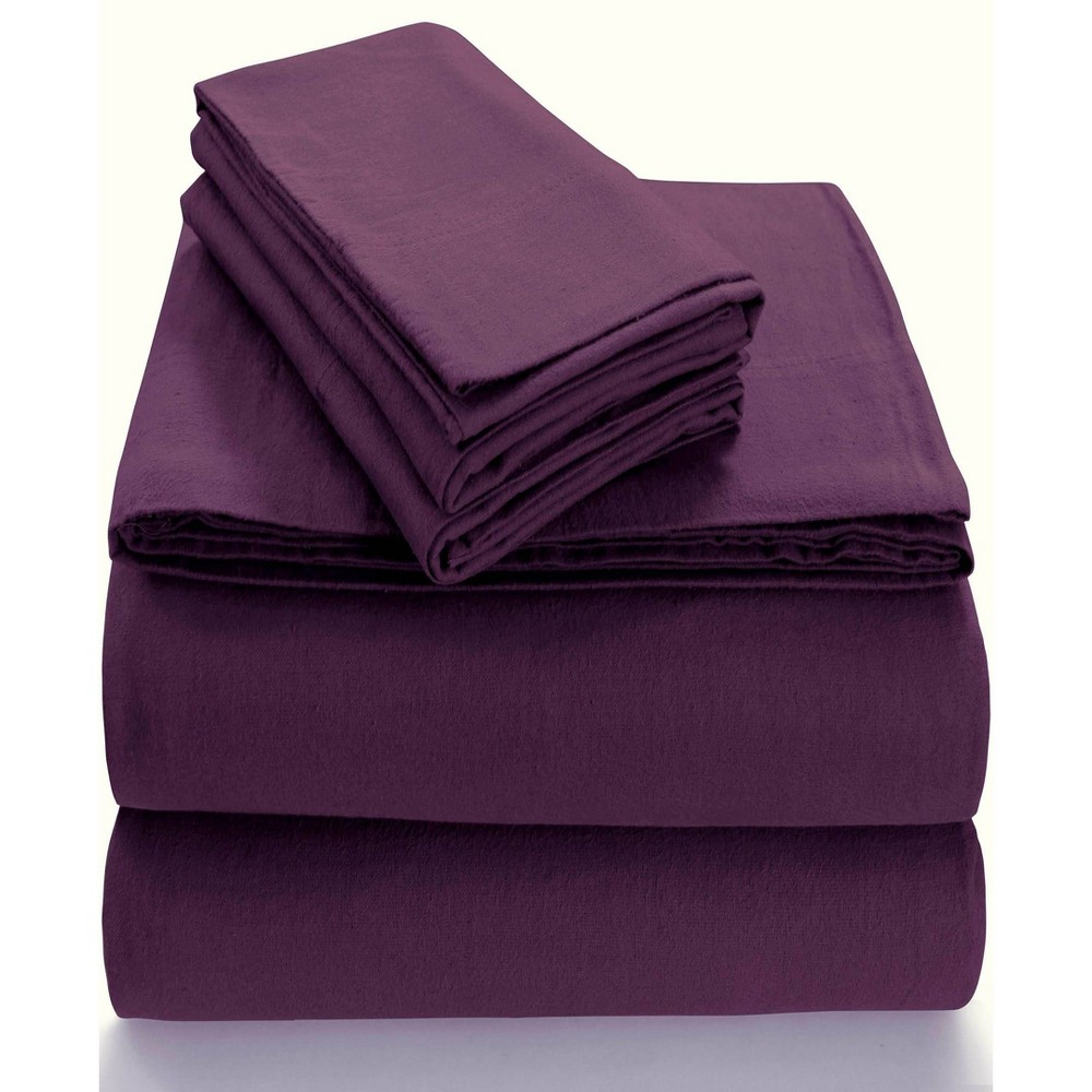 Full Extra Deep Pocket Solid Sheet Set Purple Tribeca Living