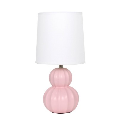 Simple Designs Chic Glow Stacked Double Gourd Ceramic Table Lamp Pink White Shade