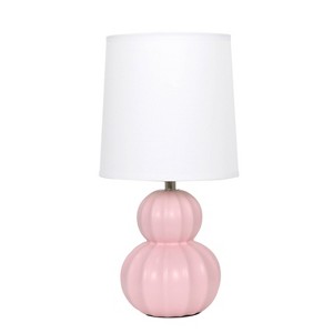 Simple Designs Chic Glow Stacked Double Gourd Ceramic Table Lamp Pink White Shade - 1 of 4