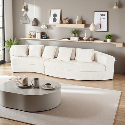 115.7" Chenille Curved Modular Sectional Sofa with 5 Pillows