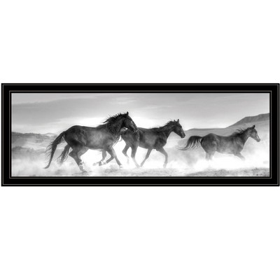 HomeRoots Horses Rolling By Black Framed Print Wall Art