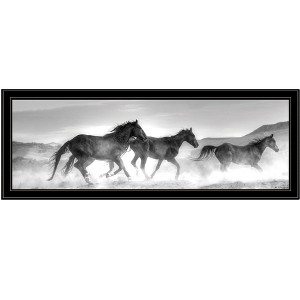 HomeRoots Horses Rolling By Black Framed Print Wall Art - 1 of 4