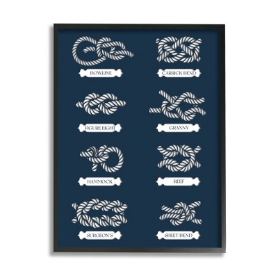 Stupell Industries Boating Knots Nautical Diagram Framed Giclee Art