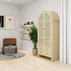 70.28 Inch Tall Arched Storage Cabinet with Rattan Doors 2 Drawers and Adjustable Shelves for Kitchen Living Dining Room-Maison Boucle - 3 of 4