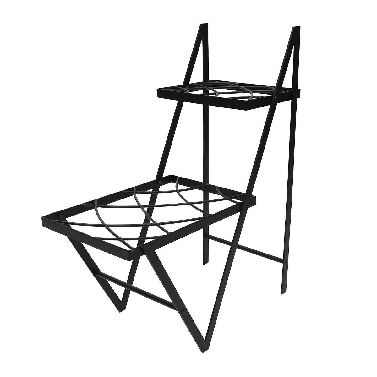 30.5" Tall Modern Indoor Outdoor Zig Zag Duet Iron Plant Stand - Achla Designs: Freestanding Novelty Shape, No Assembly Required - thumbnail 3