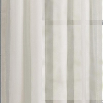 Natural Sheer Cotton Polyester Rod Pocket Window Curtain Pair