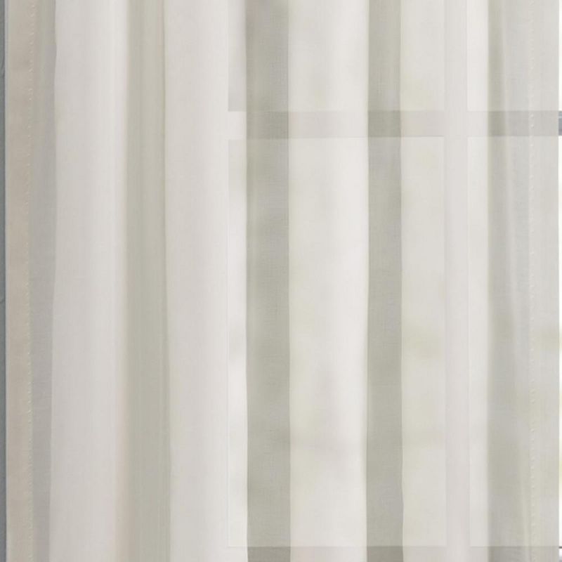 Ellis Curtain Cotton Voile 1.5" Rod Packet Tailored Curtain Panel Pair for Windows Natural, 4 of 5