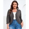 Clearlove Women's Plus Size 3/4 Sleeve Open Front Cropped Cardigan Lightweight Hollow Out Knit Shrug - 2 of 4