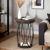 Hommoo Round End Table, Industrial Accent Side Table with Storage Shelf - 3 of 4
