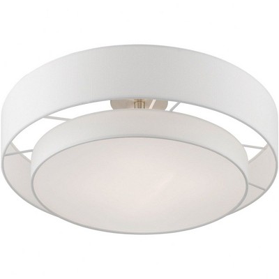 Meridian 22" Brushed Nickel Glass Drum Semi-Flush Mount