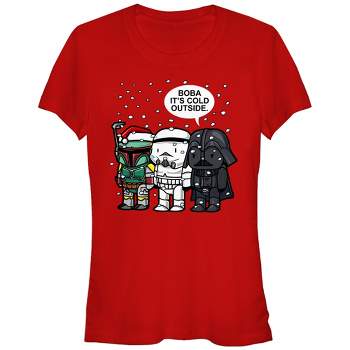 Juniors Womens Star Wars Christmas Boba It's Cold Outside T-Shirt