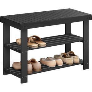 3-Tier Bamboo Shoe Rack Bench - Supports 286lbs, Natural Wood Storage Organizer for Entryway, Bathroom, and Bedroom - 1 of 4