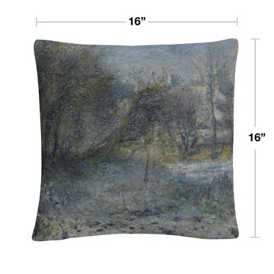 Pierre Renoir Snowy Landscape 16" x 16" Decorative Throw Pillow