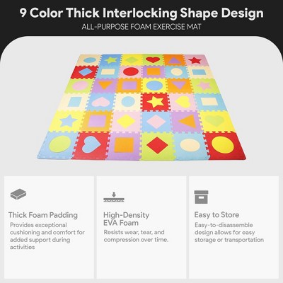 Multicolor EVA Foam Interlocking Shape Puzzle Play Mat Set