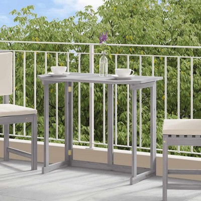 vidaXL Balcony Table Grey Solid Acacia Wood 35.4 x 19.7 x 29.1 in