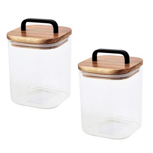 Sharp Chef Glass Airtight Storage Jar with Wooden Acacia Lid, Glass Food Storage Jars, 27 oz / 0.8 L / 3 cups - 1 of 3