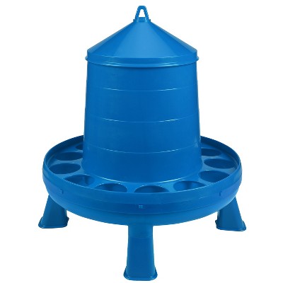 Little Giant 26 Pound Poultry Chicken or Bird Feeder Dispenser Container with Feed Saver Ring, Carrying Handle, and Detachable Legs, Blue