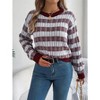Women's Striped Long Sleeve Sweater Casual Crewneck Pullover Knit Top - 2 of 4