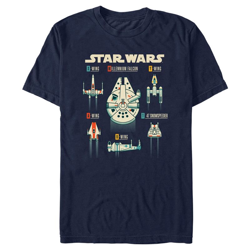 Men's Star Wars: A New Hope Starfighters and Starships Chart T-Shirt, 1 of 6
