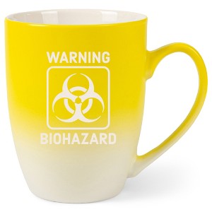 100 North Yellow and White Two Toned Ombre, 10 Ounce, Comfortably Fits Your Hands, Ceramic Tea Coffee Cup Mug, Warning Biohazard - 1 of 1