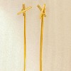Gold Earrings for Women Trendy, Simple Dainty 14K Gold Plated Paperclip Square Chain Link Dangle Pin Stud Huggie Earrings Lightweight - 4 of 4