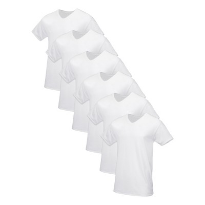 Fruit Of the Loom Tall Men's Short Sleeve V-neck T-Shirt, White 6 Pack