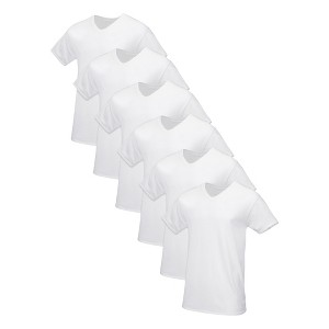 Fruit Of the Loom Tall Men's Short Sleeve V-neck T-Shirt, White 6 Pack - 1 of 3