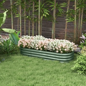 Aghana Digitals Green Galvanized Steel Raised Garden Bed: Modular Metal Planter with Safety Edging, - 1 of 4