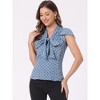 INSPIRE CHIC Women's Polka Dots Tie V Neck Flutter Cap Sleeve Blouse - 2 of 4
