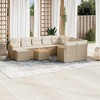 vidaXL 11 Piece Patio Sofa Set with Cushions - Beige Poly Rattan - 2 of 4