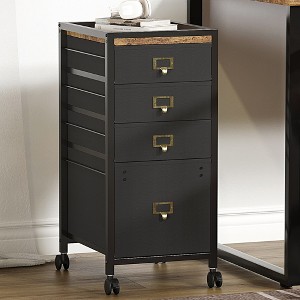 File Cabinet, Mobile Filing Cabinet Fits Letter Size or A4, Fabric File Cabinet on Wheels, Small Under Desk Storage Cabinet, Black - 1 of 4