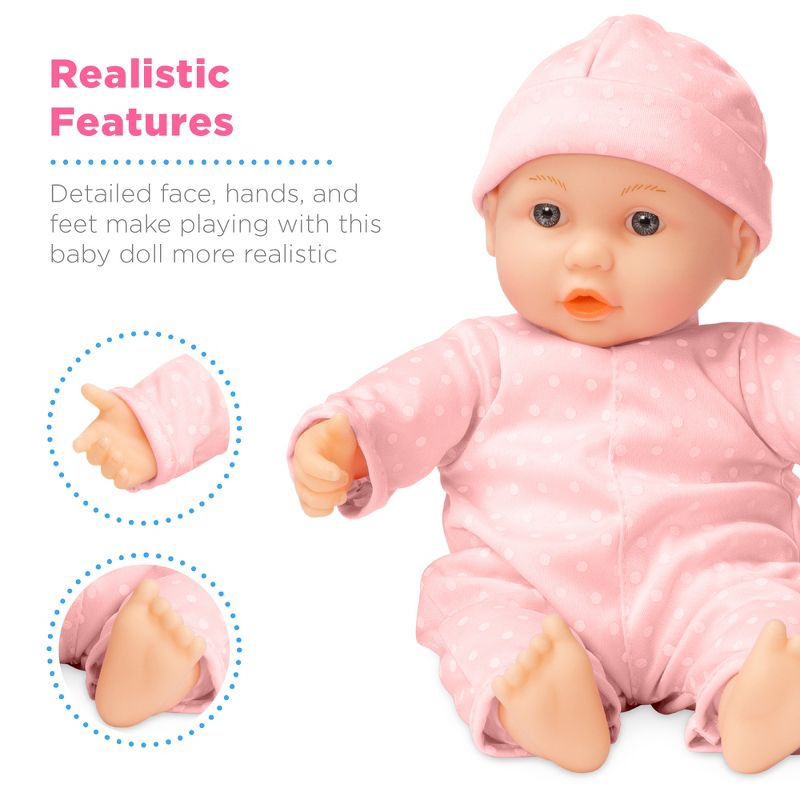 Best Choice Products 12.5in Realistic Baby Doll with Soft Body, Highchair, Potty, Pacifier, Bottle, 9 Accessories, 3 of 8
