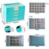 4-Layer Jewelry Box with Glass Lids, White & Black Organizer for Necklaces, Bracelets & Rings, Turquoise - 4 of 4