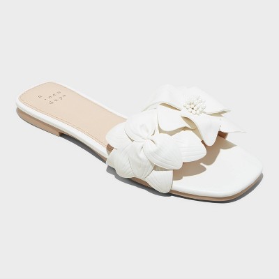 Women's Alyssa Floral Slide Sandals - A New Day™ White 7 : Target