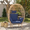 500 Lbs Capacity Oversized Wicker Egg Chair, All-Weather Rattan Egg Lounge Chairs for Living Room, Outdoor Oversized Egg Chair Indoor w/5 Cushions - 2 of 4