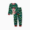 Christmas Matching Family Pajamas Set Reindeer Green Print PJS with Christmas Socks Green - 4 of 4