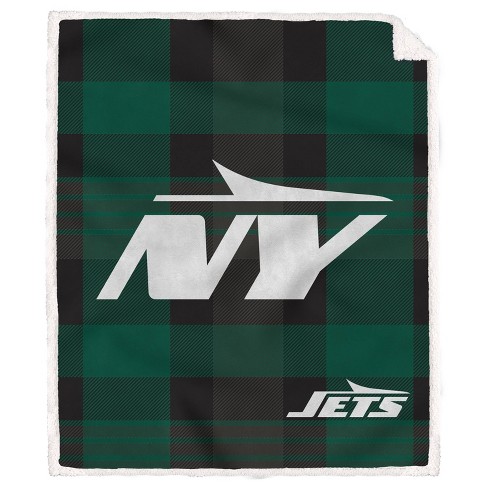 NFL New York Jets Plaid Steel Royal Plush Faux Shearling Blanket - image 1 of 1