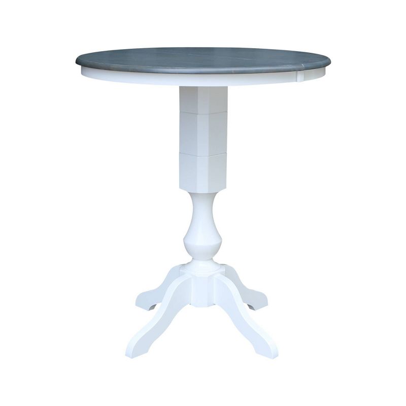 36&#34; Kent Round Top Bar Height Pedestal Dining Table with 12&#34; Leaf White/Heather Gray - International Concepts, 1 of 11
