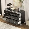 3 Piece Wood Dresser and 2 Nightstands Set, Black MDF Modern Bedroom Dresser Set with Metal Handles and Mirrored Decoration-Coolbibila - 3 of 4