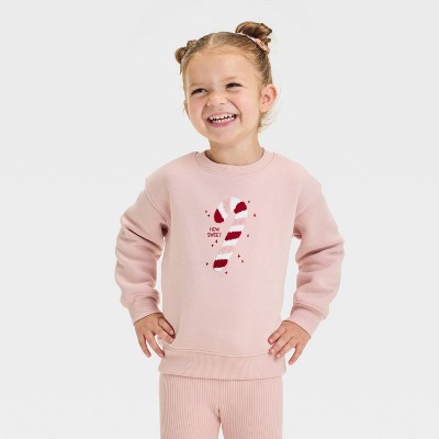 Image of Toddler Girls' Christmas Ballet Fleece Sweatshirt - Cat & Jack™ Pink 3T