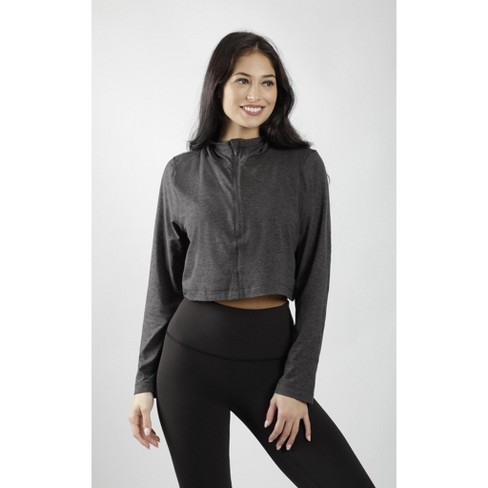 90 Degree By Reflex Womens Regular Fit Long Sleeve Hooded Track Jacket -  Gray Medium : Target