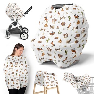 Sweet Jojo Designs Boy 5-in-1 Multi Use Baby Nursing Cover Country Western Taupe Brown and Cream - 1 of 4