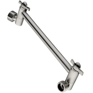 BRIGHT SHOWERS 10" Brass Shower Head Extension Arm, Universal Fit, Height and Angle Adjustable for Rain and Handheld Shower Head - 1 of 4