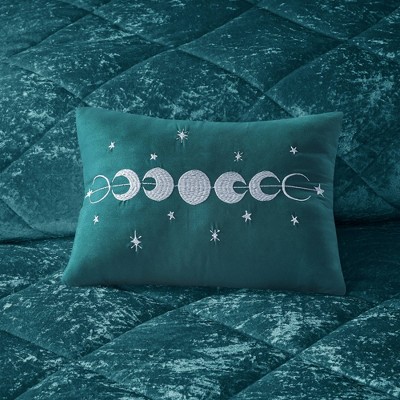 Teal Crushed Velvet Quilted Full/Queen Duvet Set