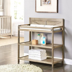 INFURNIC Decorative Storage Cabinets Barnside Changing Table with Safety Rails and Storage Shelves, Brown, 36"*19.25"*39.75" - 1 of 4