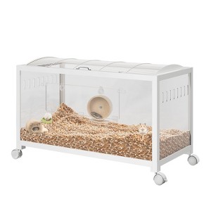 38 Inch Large Metal Rat Cage with Wheels and PS Panels, Bite-Proof Hamster Cage with a Small Door, Stackable, Top-Opening, Ventilated - 1 of 4