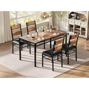 Dining Table Set , Kitchen Table with Upholstered Chairs, Wood Kitchen Dining Room Table Set with Corner Protector for Small Space, Apartment - 1 of 4