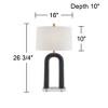 Possini Euro Design Elie 29" Tall Modern End Table Lamp Speckled Black Faux Stone Finish Single White Shade Living Room Bedroom Bedside Nightstand - 4 of 4